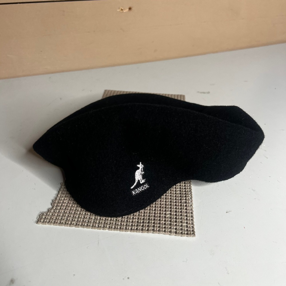 Kangol Wool 504 Flat Cap Black 100% Pure New Wool Ivy Driving Hat XL